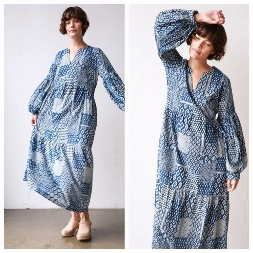 Nwt Matta Jade Patchwork Dress In Natural Indigo Size Xs — image 6 of 8